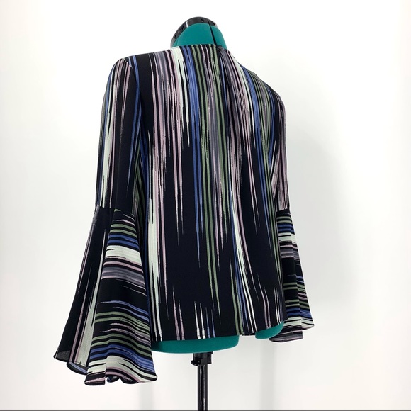 Vince Camuto Striped Print Flounce Sleeve Blouse, Medium - Picture 6 of 16